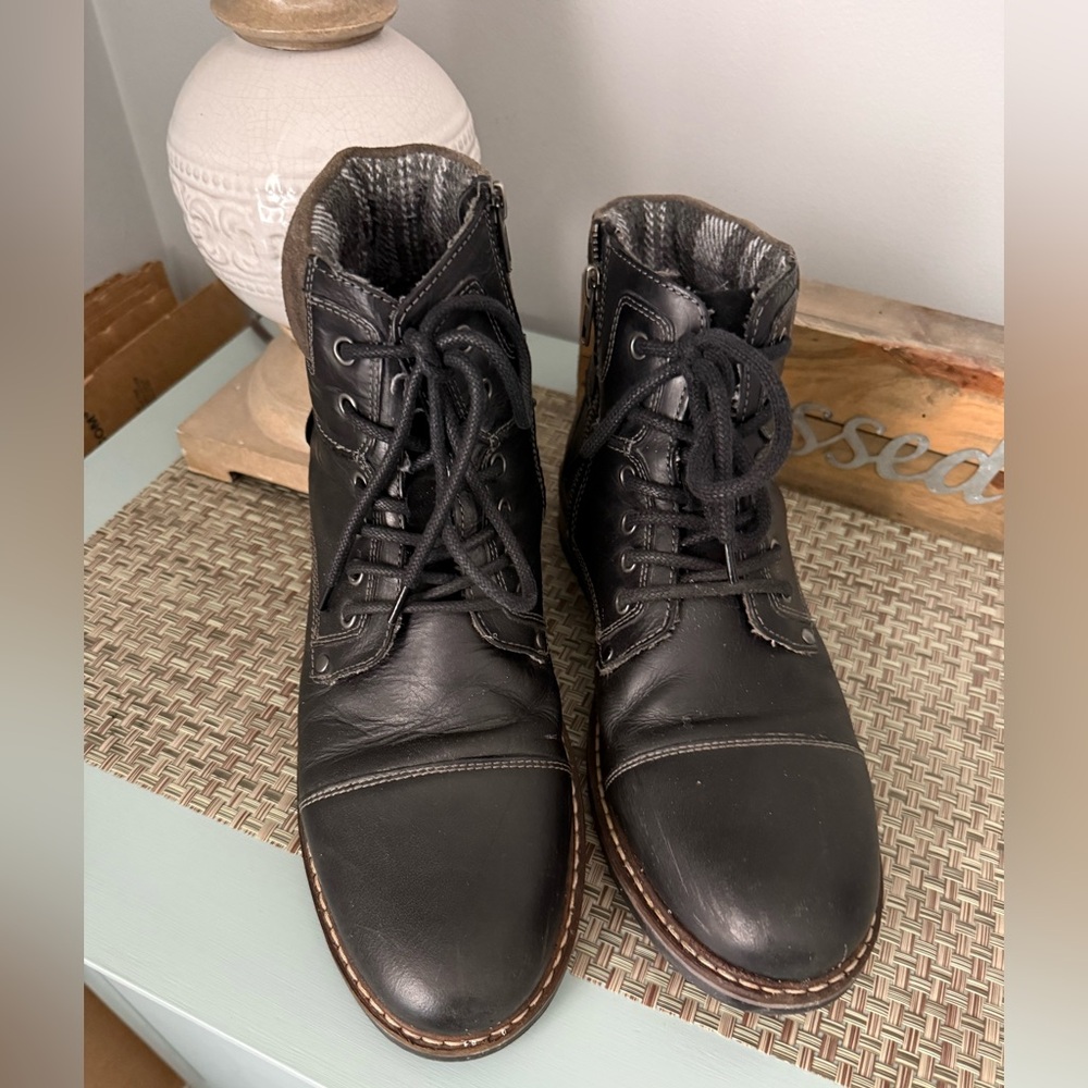 Crevo Men's Black Leather Boots